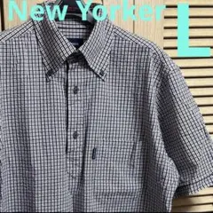 メンズ　夏物　L New Yorker グラフチェック　リップル生地　被りシャツのサムネイル
