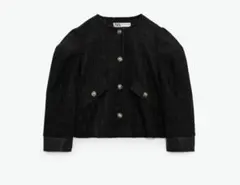 ショート テクスチャー ジャケット ブラック