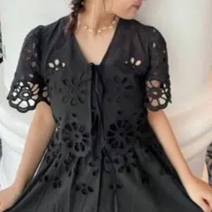 ollun★flower lace cami set dress きりまる 黒のサムネイル