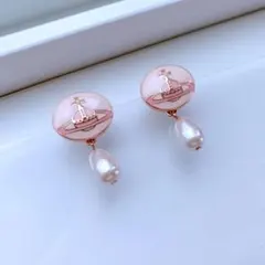 ヴィヴィアンウエストウッド カラーオーブ パールピアス ボタンピアス ピンク