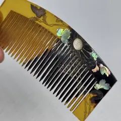 060719　本鼈甲白甲黒甲　アンティーク　象嵌　金と螺鈿　撫子　櫛笄　かんざし