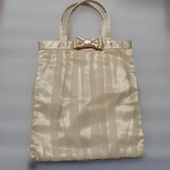 リボン付きベージュパーティーバッグ サブバッグ　冠婚葬祭