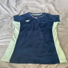 YONEX バドミントンシャツ L ネイビー/ライトグリーン