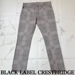 ブラックレーベル・クレストブリッジ チェック柄 ストレッチパンツ　L グレーのサムネイル