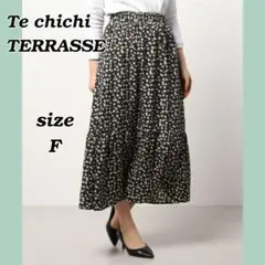 Te chichi TERRASSE ドット花柄ティアードスカート Fサイズ
