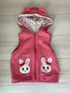miki house ピンク ウサギ刺繍 ベビーベスト 80