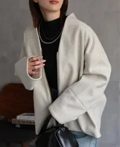 ショートコート ノーカラージャケット