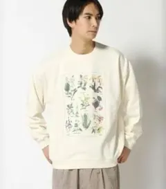 ニコアンド　ボタニカルプリント 長袖トレーナー クリーム色　新品未使用