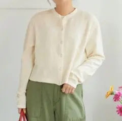 CHILD WOMAN 花 メッシュジャガード クルーネック カーディガン
