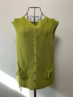 Lieto　ニットベスト　ライムグリーン　MーL　匿名発送【01-19】