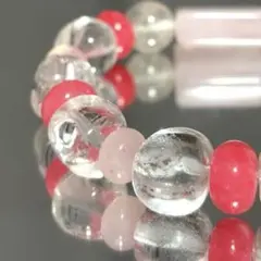 ロードナイト×ローズクォーツ×水晶　多宝　粒8〜12mm 内径17cm