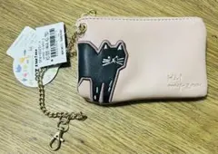 HI! MY ZOO ハイマイズ リール付パスケース ピンク　黒猫