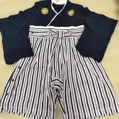 ベビー紋付袴80サイズストライプ柄の長袖着物風ベビー服
