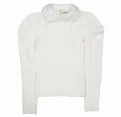 SNIDELエンブロイダリーカラーニットプルオーバー長襟レーストップス　白