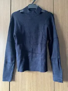 GRL ネックカット リブニット 黒