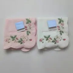 ウェッジウッド ハンドタオル タオルハンカチ 2枚セット ピンクと白