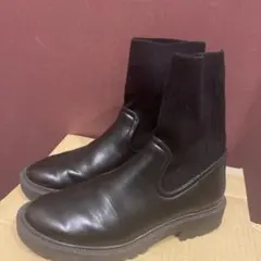 黒 レザー サイドゴアブーツ ミッドカット
