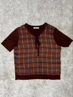 New York チェック柄ニット