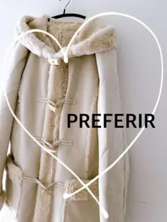 【PREFERIR】フェイクムートン ダッフルコート　アイボリー