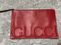GUCCI レッド レザー クラッチバッグ