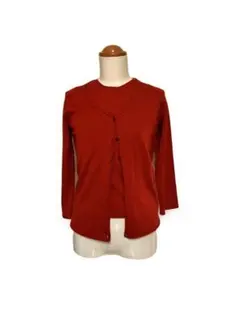 S921★ボールジィ アンサンブル ツインニット ウール赤カーディガン36ベスト