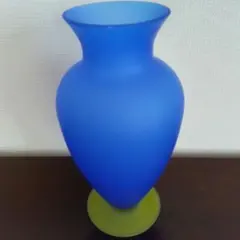 フラワーベース /置物 蒼＆黄ツートン カラーのスタイリッシュな花瓶