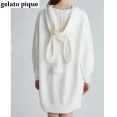 【ジェラピケ】gelato pique うさ耳 ワンピース ホワイト 部屋着