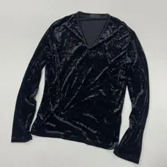 00s~ ブラック ベロア Ｖネック L/S Tee y2k モードロック 平成