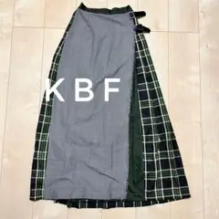 新品 KBF 異素材mix チェックスカート ロングスカート