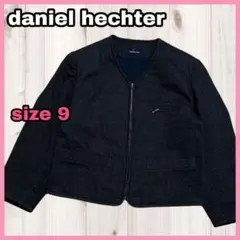 ダニエルエシュテル オンワード ノーカラー ジャケット 9号 ウール×コットン