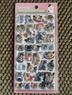 ボンボンドロップシール 新作　猫ねこ　三毛猫　ミケ猫　和柄　A