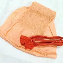 C4 帯揚げ 帯締め セット しぼり オレンジ