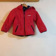 赤 星柄 中綿コート フード付き