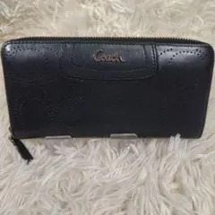 COACH 長財布 レザー シグネチャー ブラック