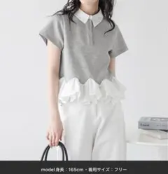 AMELY 襟付きフリル切り替えトップスのサムネイル