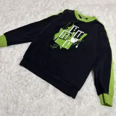 プーマ プリント 裏起毛 トレーナー 袖ライン ブラック