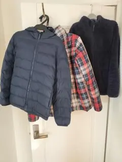 150サイズ　ユニクロ中綿コート　フリースジャケット　ネイビー　2枚セット＋1枚