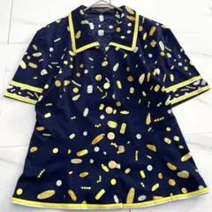 美品✨LEONARDレオナール　コットン　半袖総柄シャツカットソー　ネイビー　Mのサムネイル