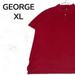 一点物 GEORGE 半袖ポロシャツ XL 無地 えんじ色 バーガンディ 赤