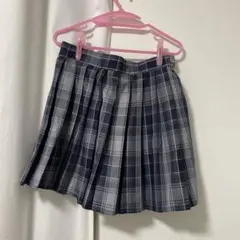 ネイビーグレー チェック プリーツスカート JK