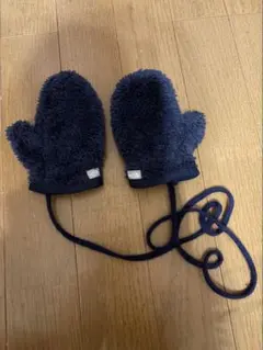 ノースフェイス　ネイビー ミトン 手袋 ひも付き