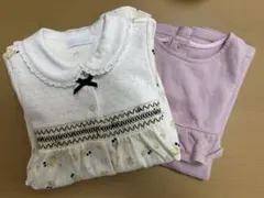 Bebe 花柄コットンワンピース ノースリーブワンピース 2点セット80-90