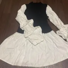 ANAP 黒と白のブラウス風ニット長袖