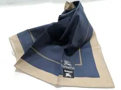 3BURBERRY ハンカチ 新品 刺繍ロゴ ネイビーのサムネイル