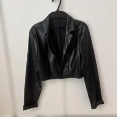 フェイクレザー ショート丈 ジャケット ブラック　 S 160 150