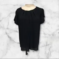 【美品】アンタイトル　ネイビー　半袖　レース　トップス　大きいサイズのサムネイル