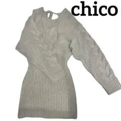 【chico】 チコ ケーブルドルマンニットミニワンピース