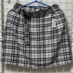 earth music&ecology チェック柄タイトスカート ベルト付き M