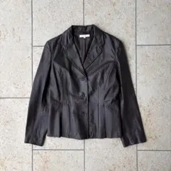 本革 牛革 レザーテーラードジャケット ダークブラウン L相当 サイズ3