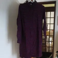 無印 チェック柄フランネルシャツワンピース S